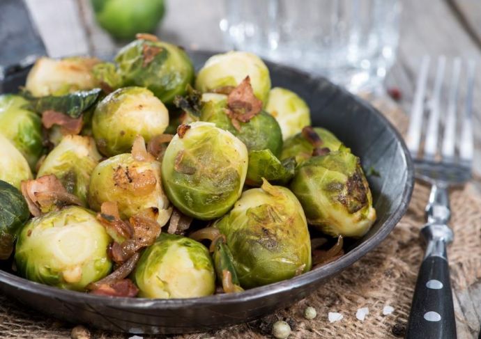 dish of roasted Brussels sprouts