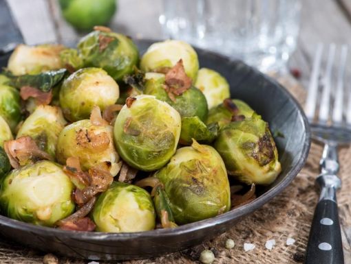 dish of roasted Brussels sprouts