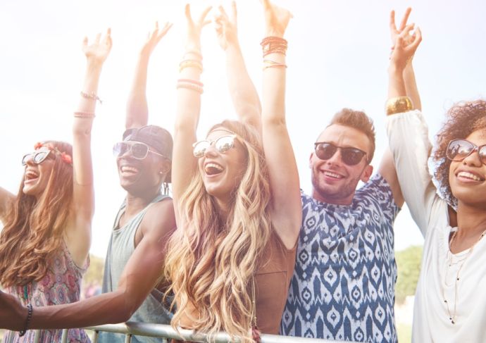 Friends At Music Festival