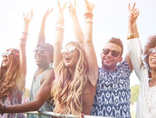 Friends At Music Festival