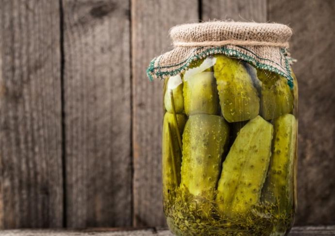 Jar of pickles and pickle juice
