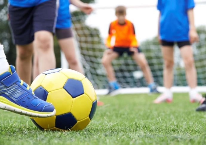 children playing soccer