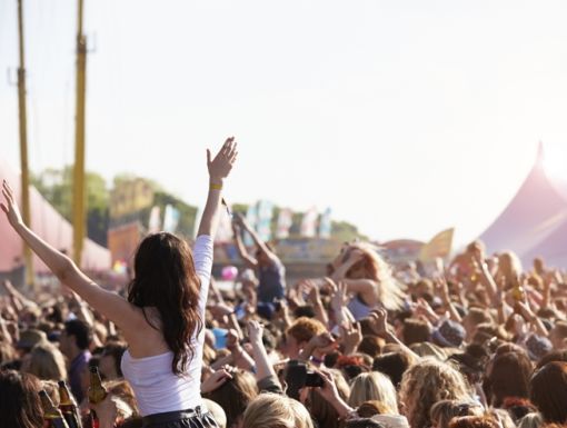 festival goers in the sunshine