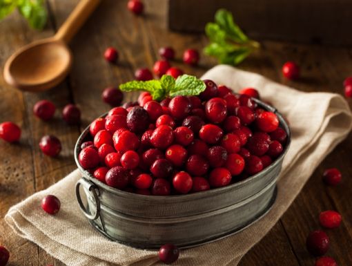 bowl of raw cranberries