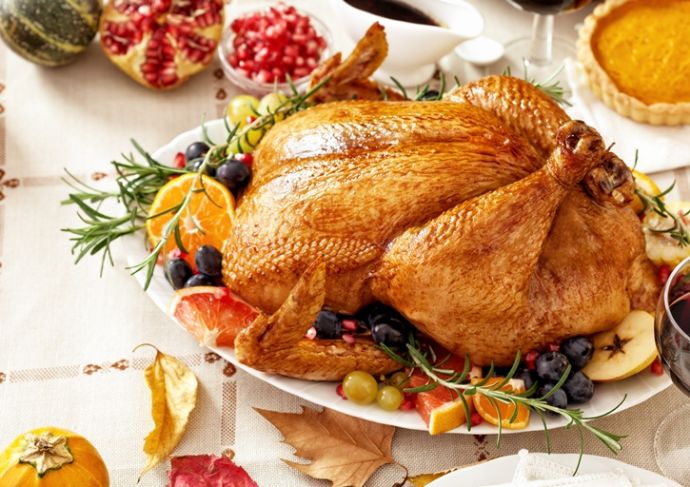 Thanksgiving turkey on table