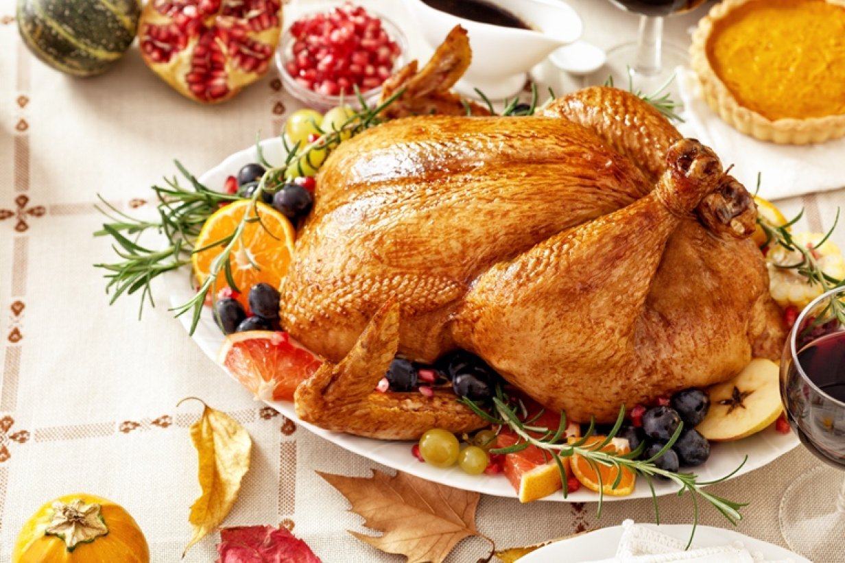 Thanksgiving turkey on table