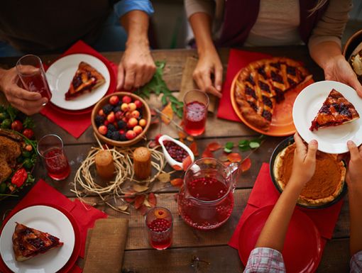 table full of holiday food
