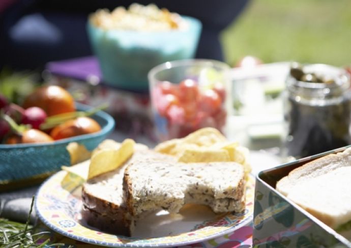 Picnic Food Laid Out On Blanket