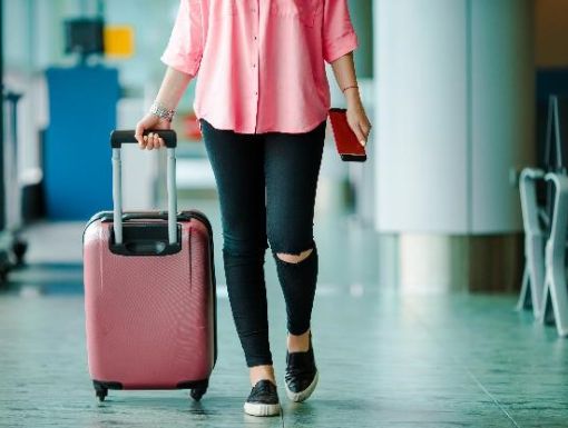 Airplane Passenger With Boarding Pass And Baggage Scaled