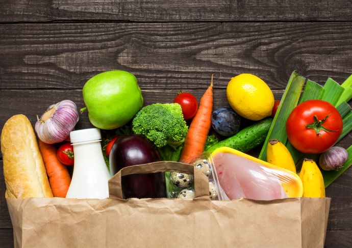 Grocery bag full for fresh fruits and vegetables