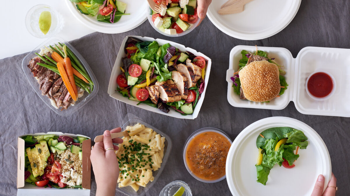 Healthier fast food options on a table
