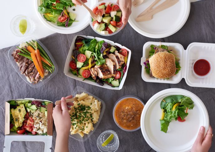 Healthier fast food options on a table