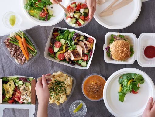 Healthier fast food options on a table