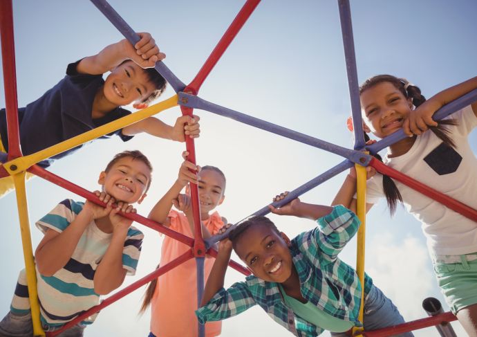 Healthy vaccinated children playing outside