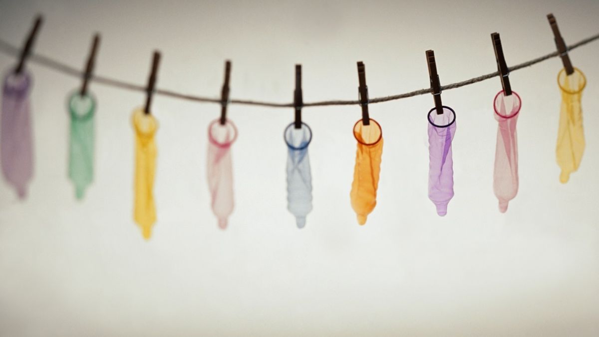 Condoms Hanging on a Clothesline
