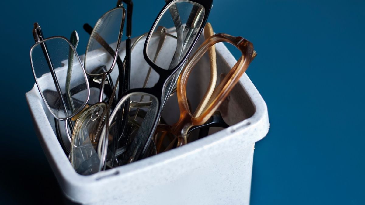Old eye glassess in jar