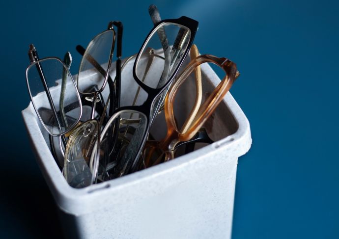 Old eye glassess in jar