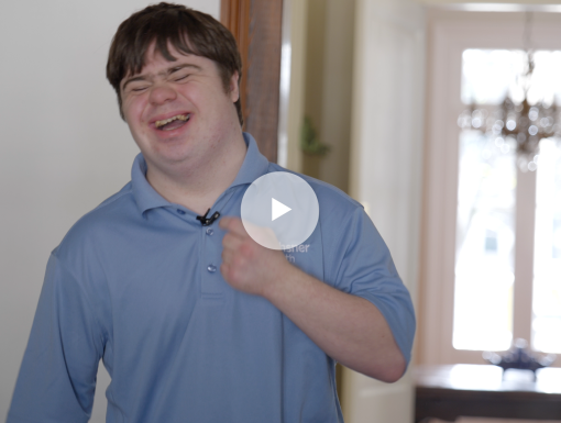 David Rice, a man with Down syndrome, laughing