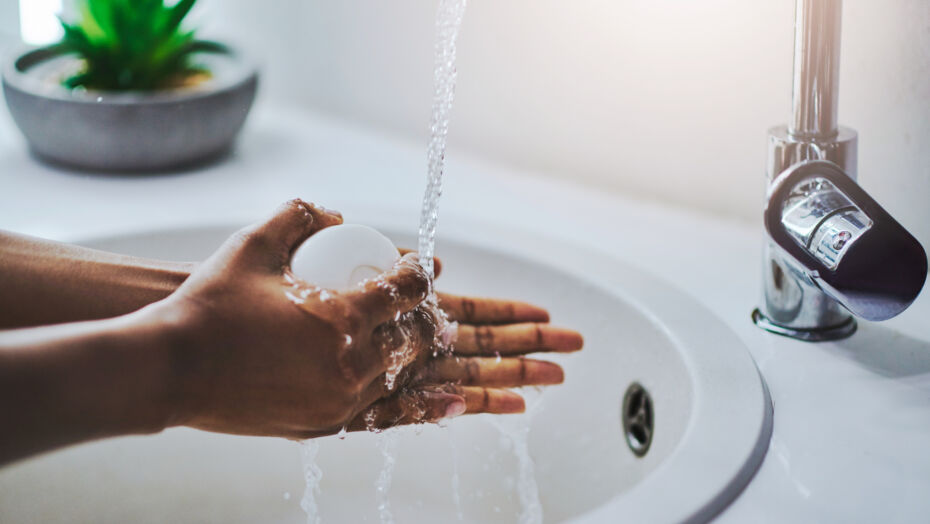 Washing hands with soap