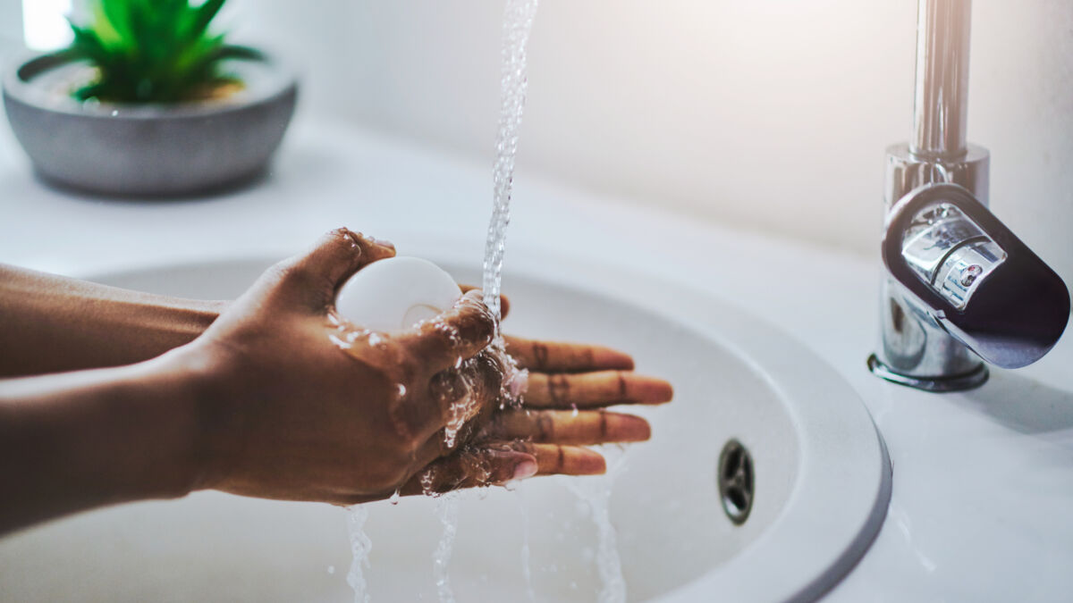 Washing hands with soap