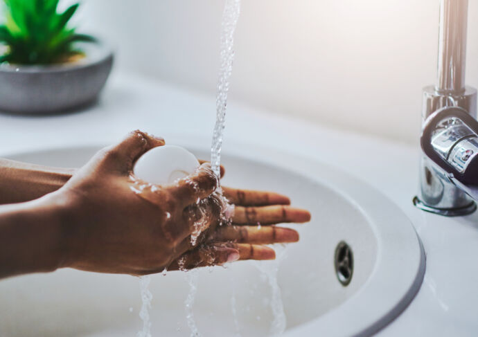 Washing hands with soap