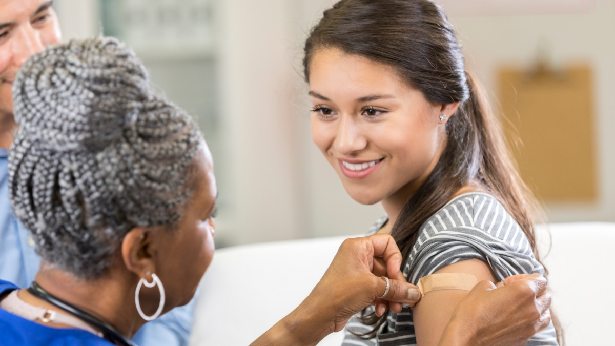 Woman getting flu shot