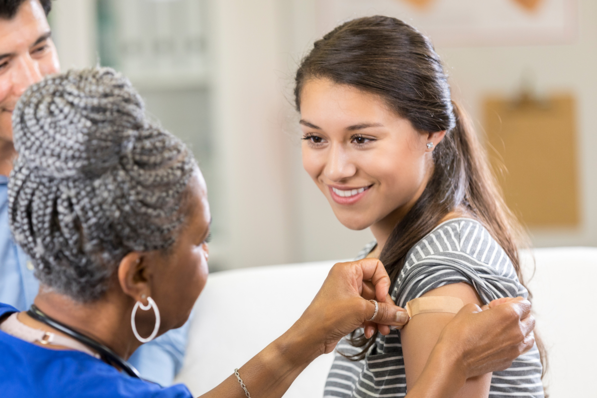 Woman getting flu shot