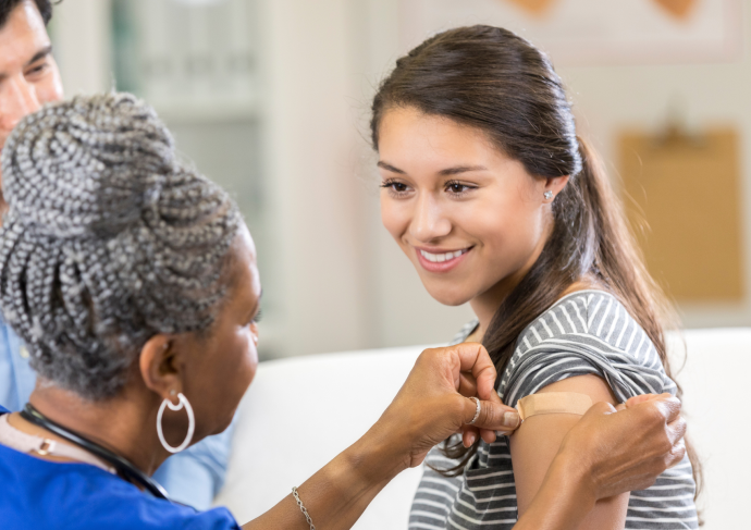 Woman getting flu shot