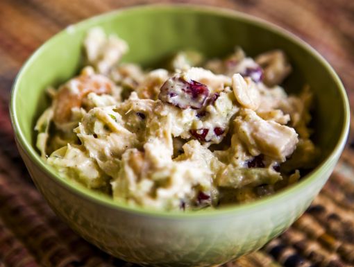 bowl of curried turkey salad Thanksgiving leftovers