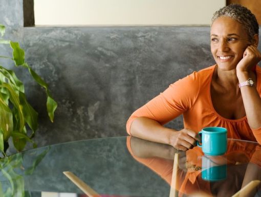 Women sitting at table with coffee cup