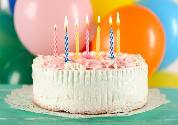 Birthday cake on table