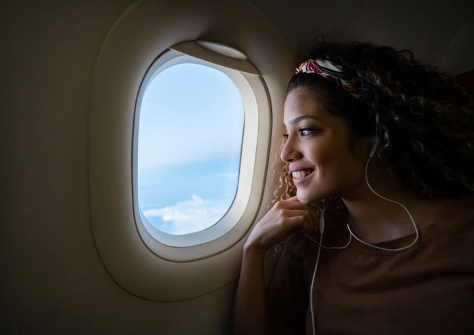 Woman on airplane