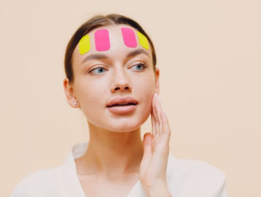 Woman using face taping
