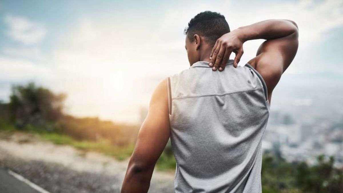 man working out his back