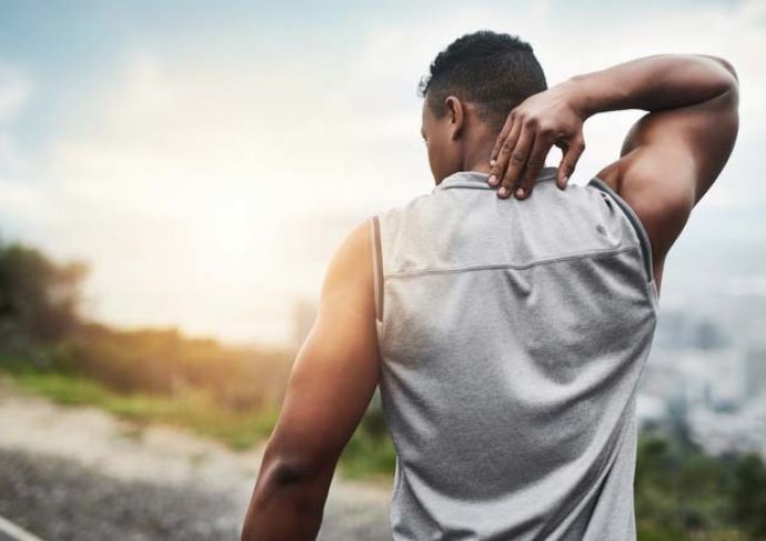 man working out his back