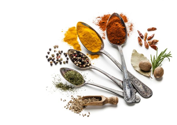 Spices with spoons