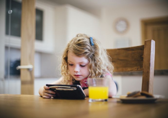 Little girl with tablet