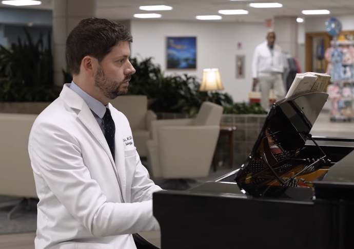Doctor playing piano