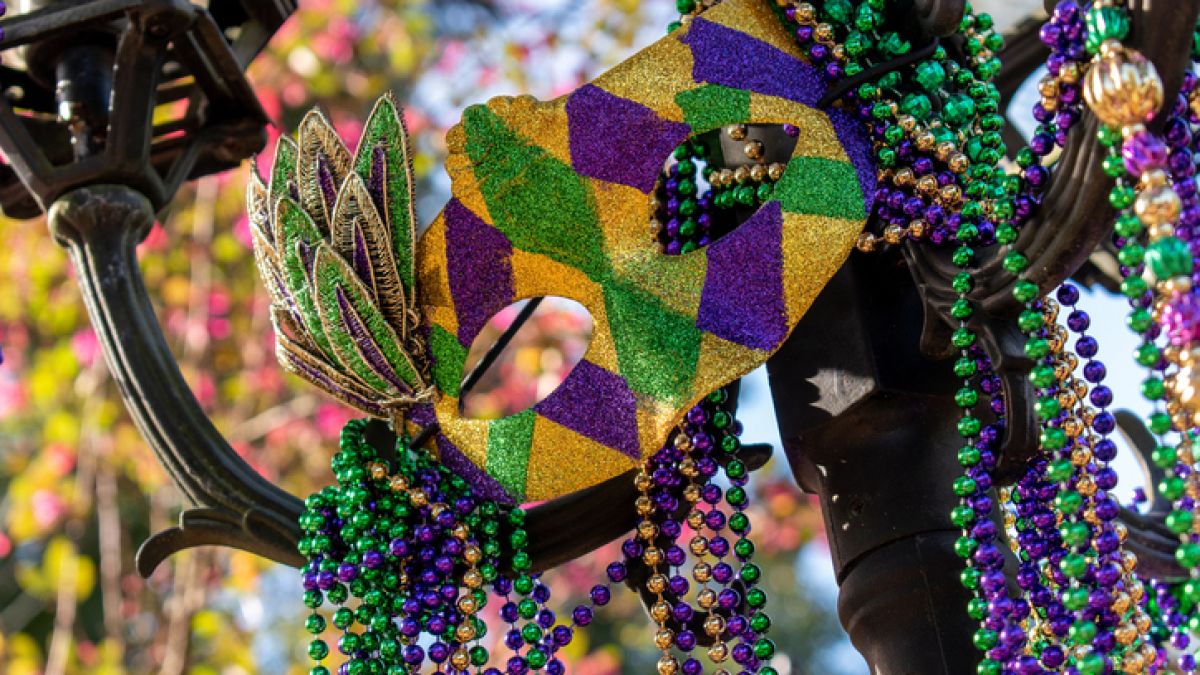 Mardi Gras Mask and Beads