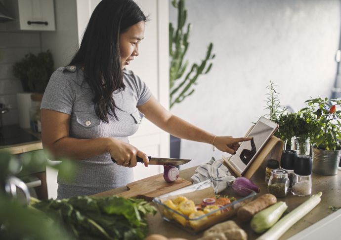 Woman preparing healthy dinner