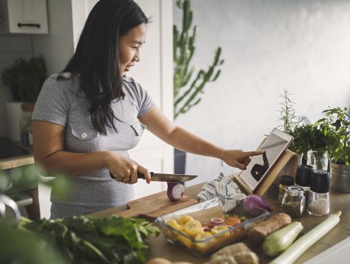 Woman preparing healthy dinner