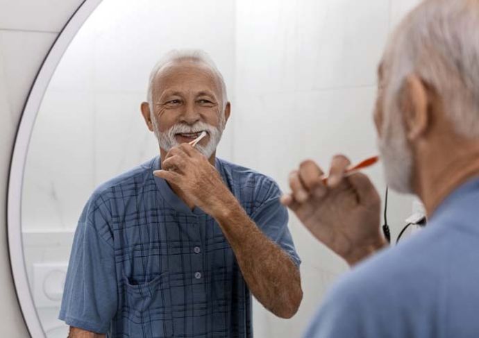 Man brushing teeth