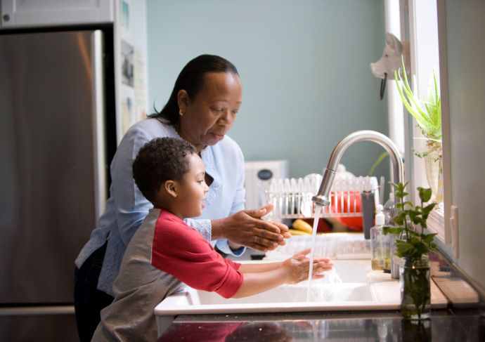Mom and Child Handwashing