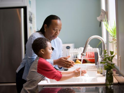 Mom and Child Handwashing