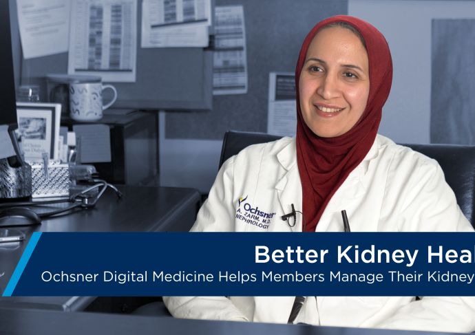 Female doctor at desk contains text kidney health