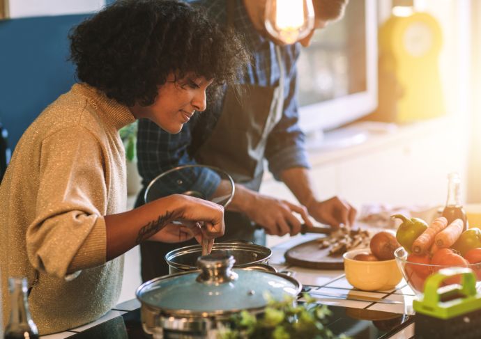 Woman cooking at home