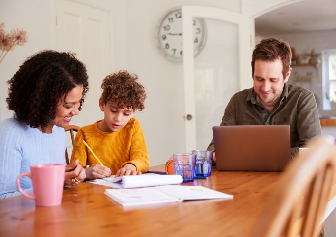 Family working from home