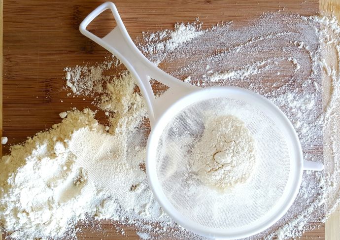 Flour alternative sifted on a cutting board