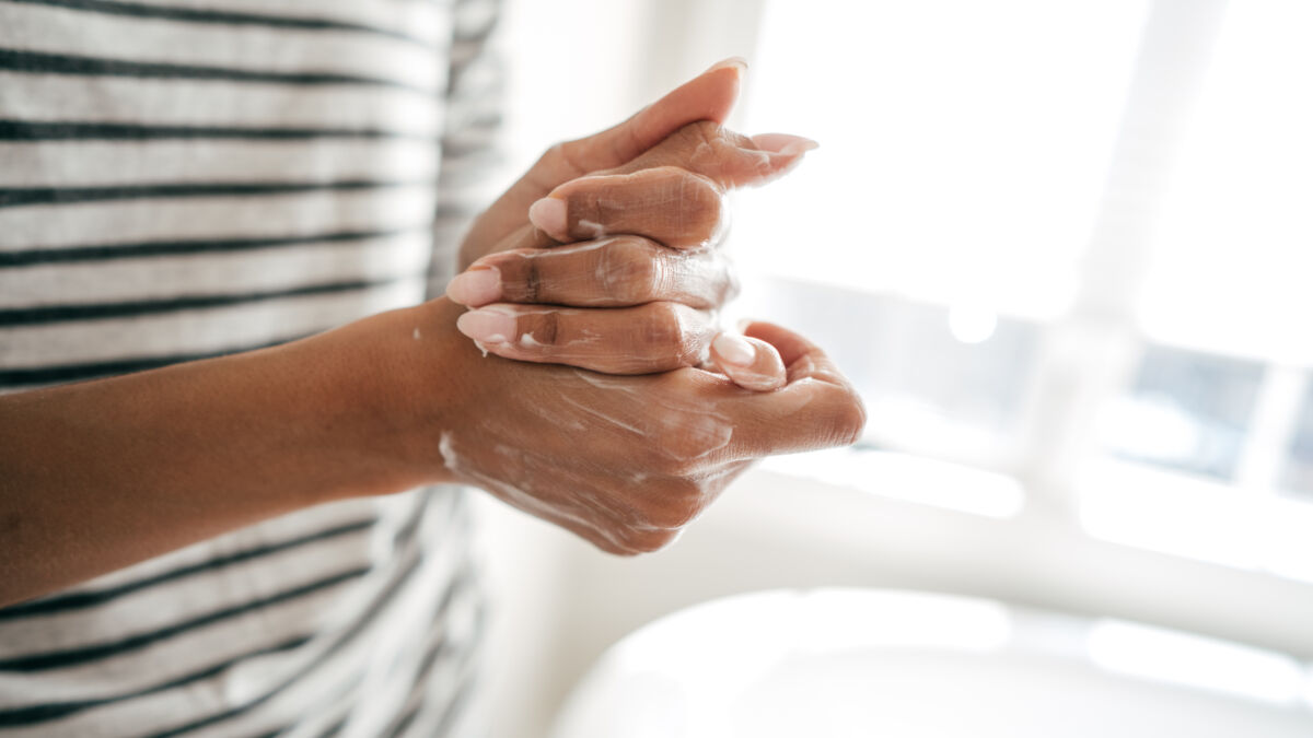 woman washing hands