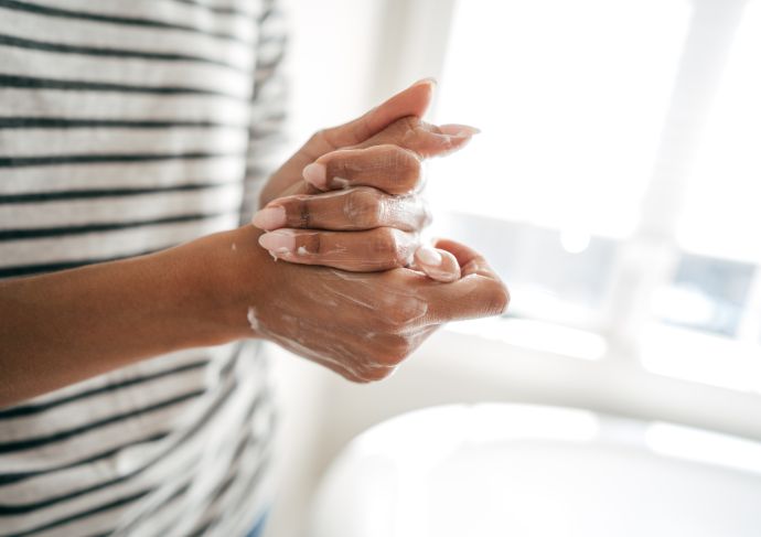 woman washing hands